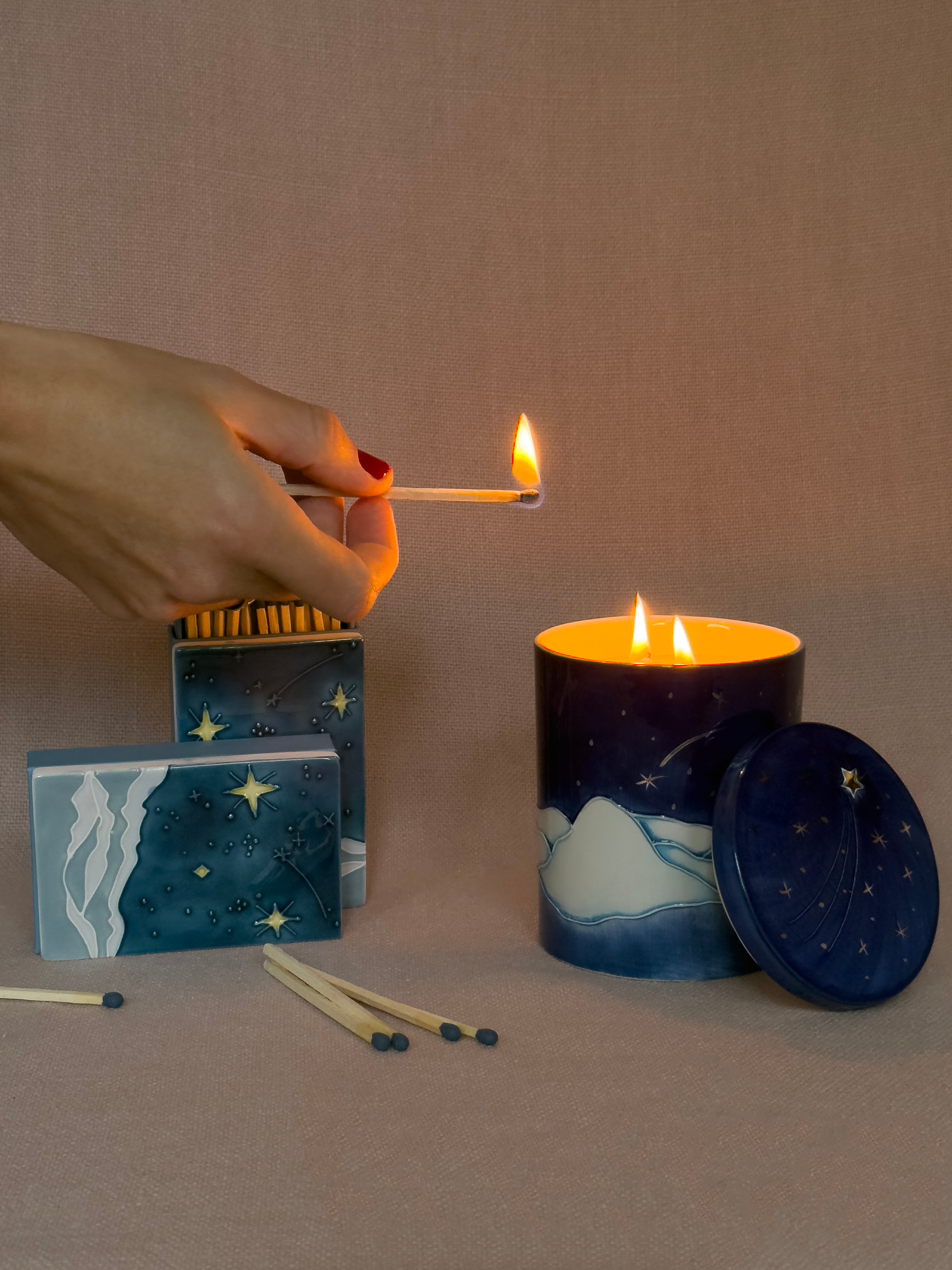 PRE-ORDER - Starry, Starry Night Winter Candle and Matchbox Pairing