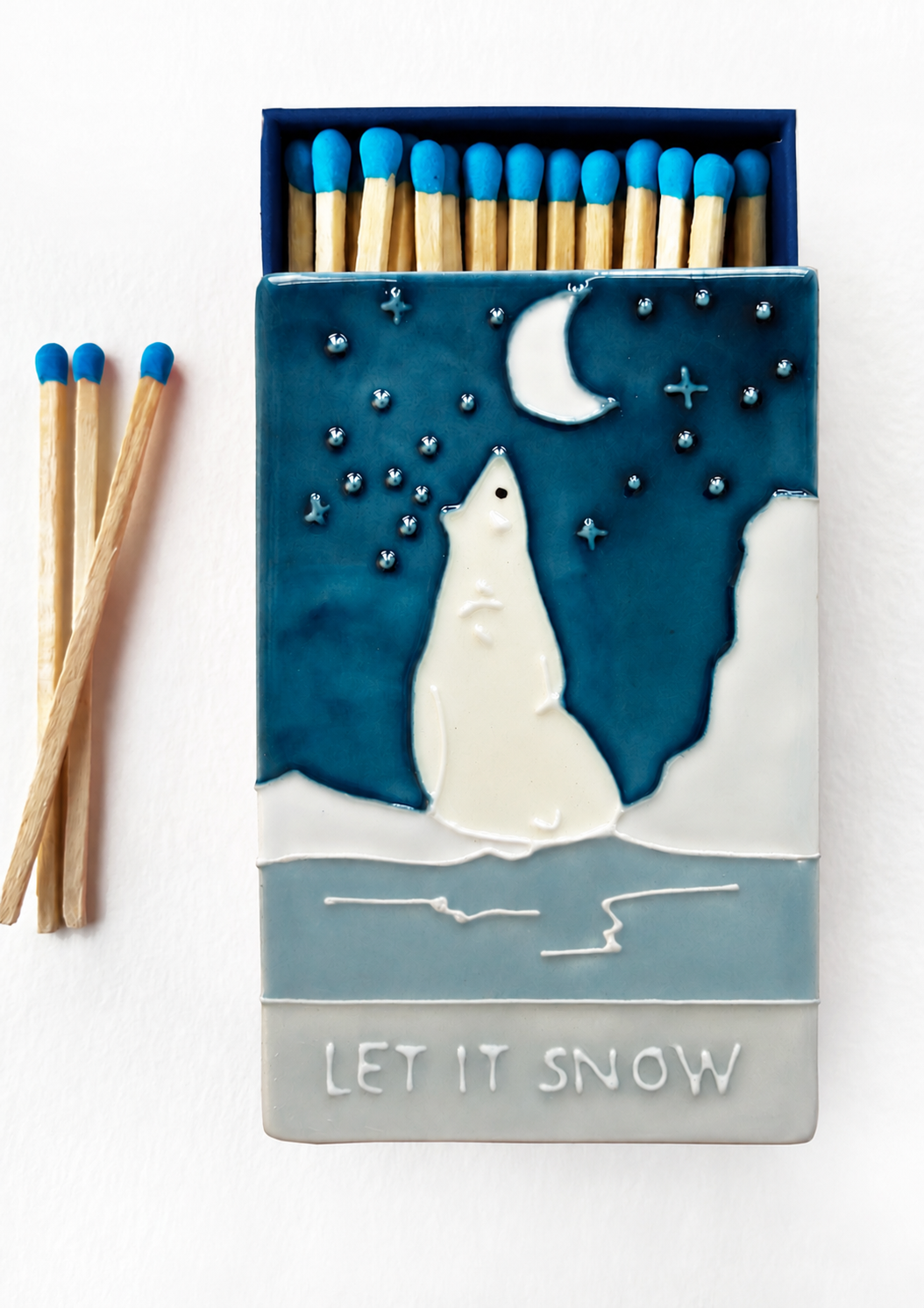 Let it Snow Ceramic Matchbox