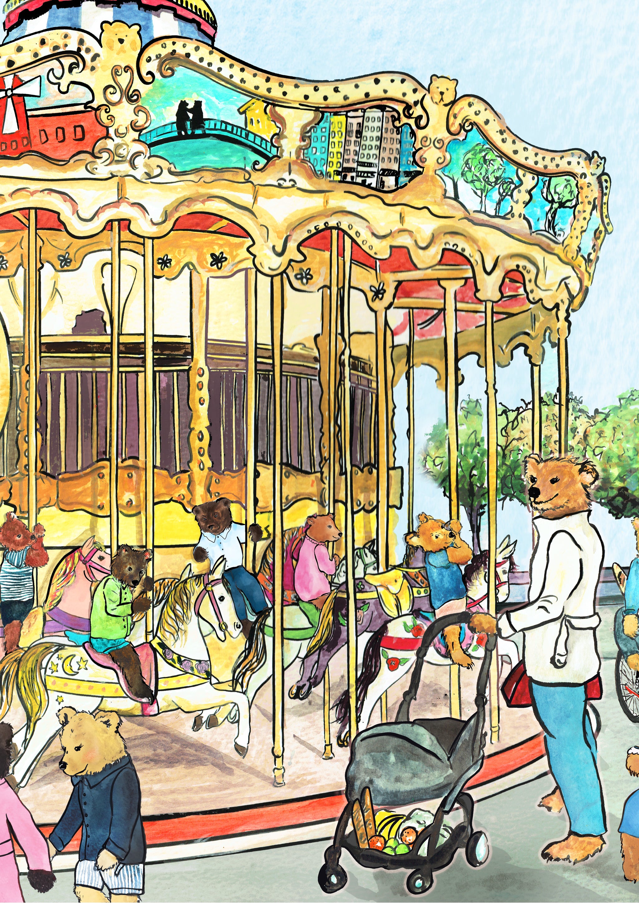 Les Ours D'Eiffel A3 - Unframed