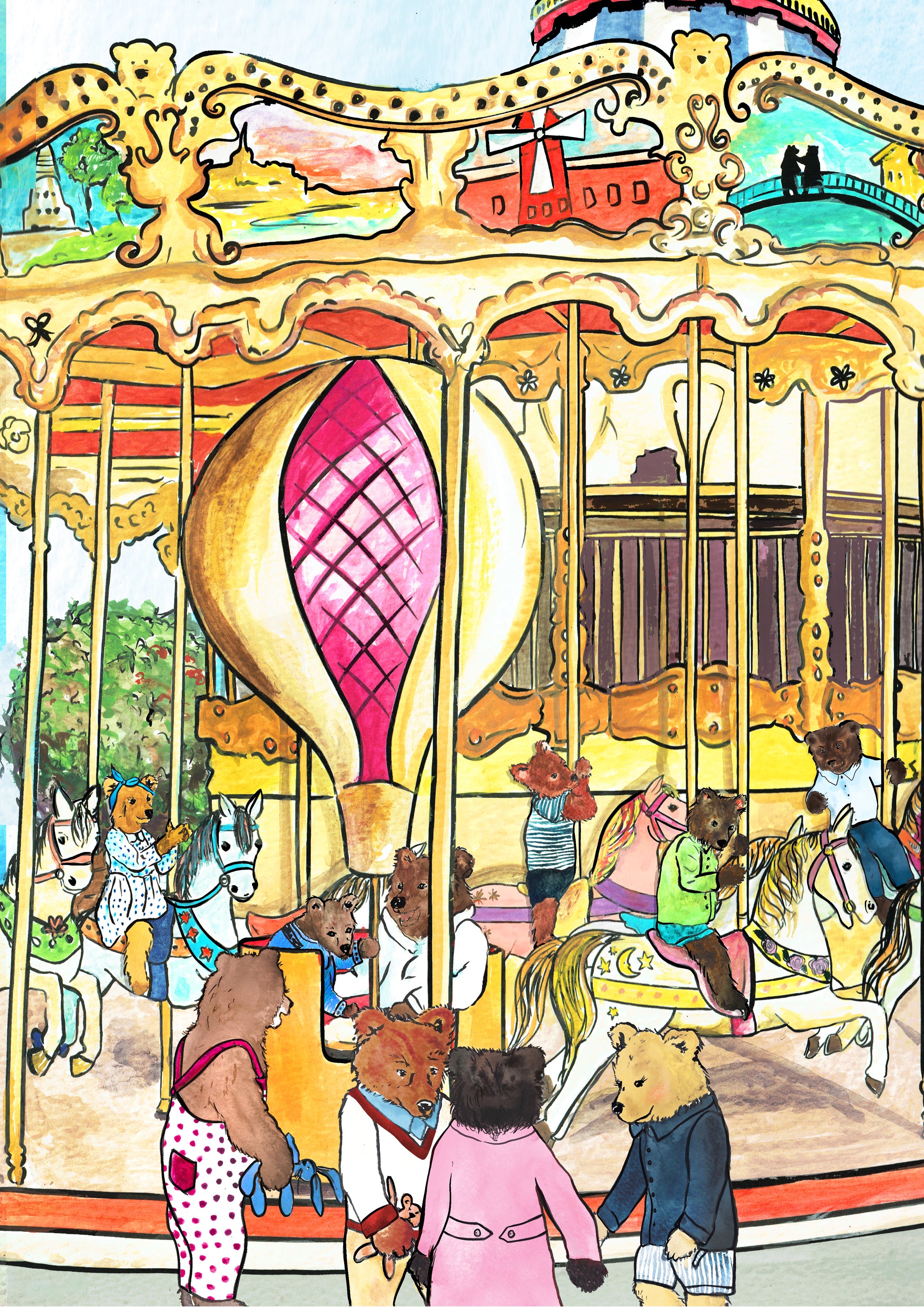 Les Ours D'Eiffel A3 - Unframed