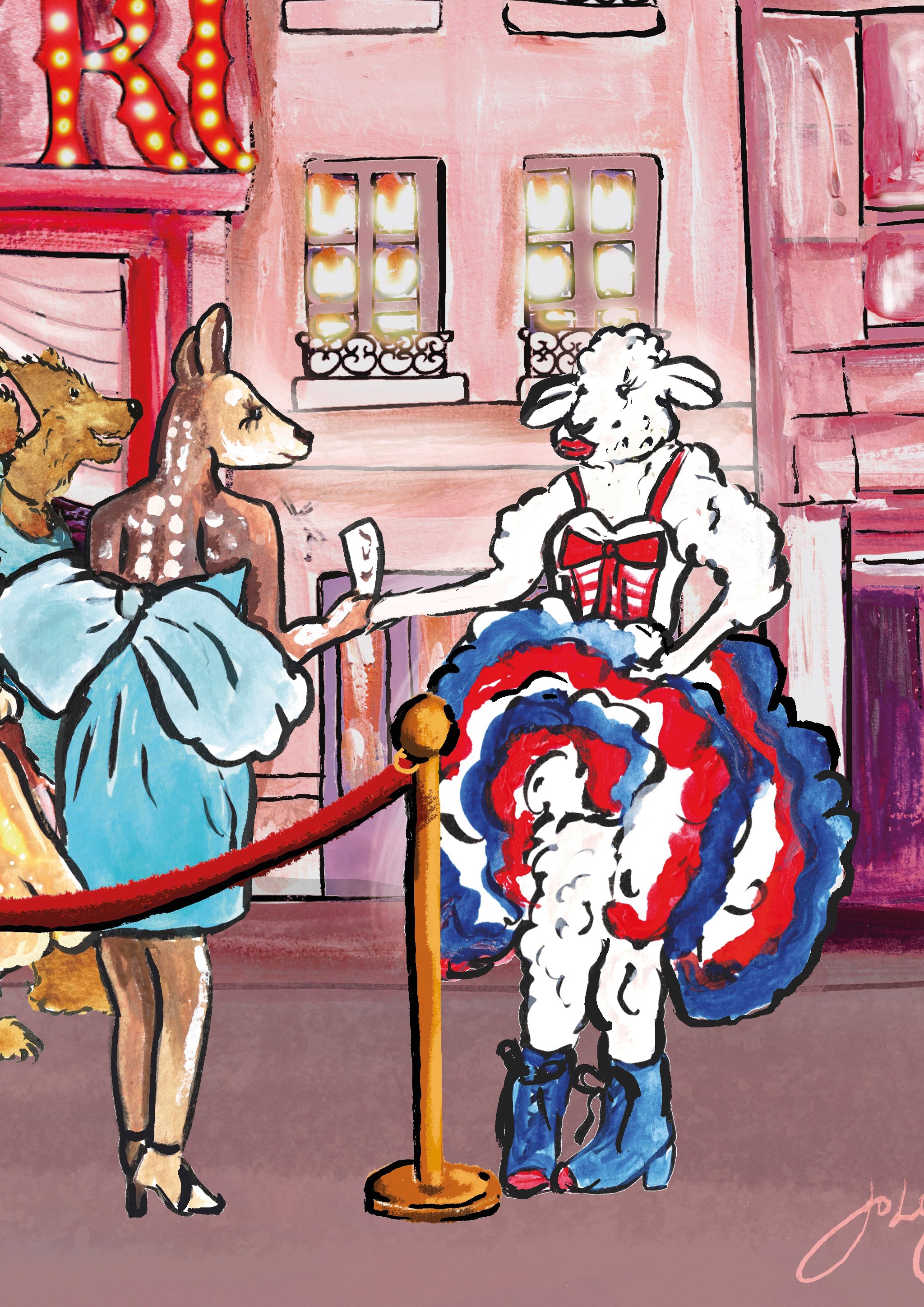 Les Moutons Rouges Nursery Art Print