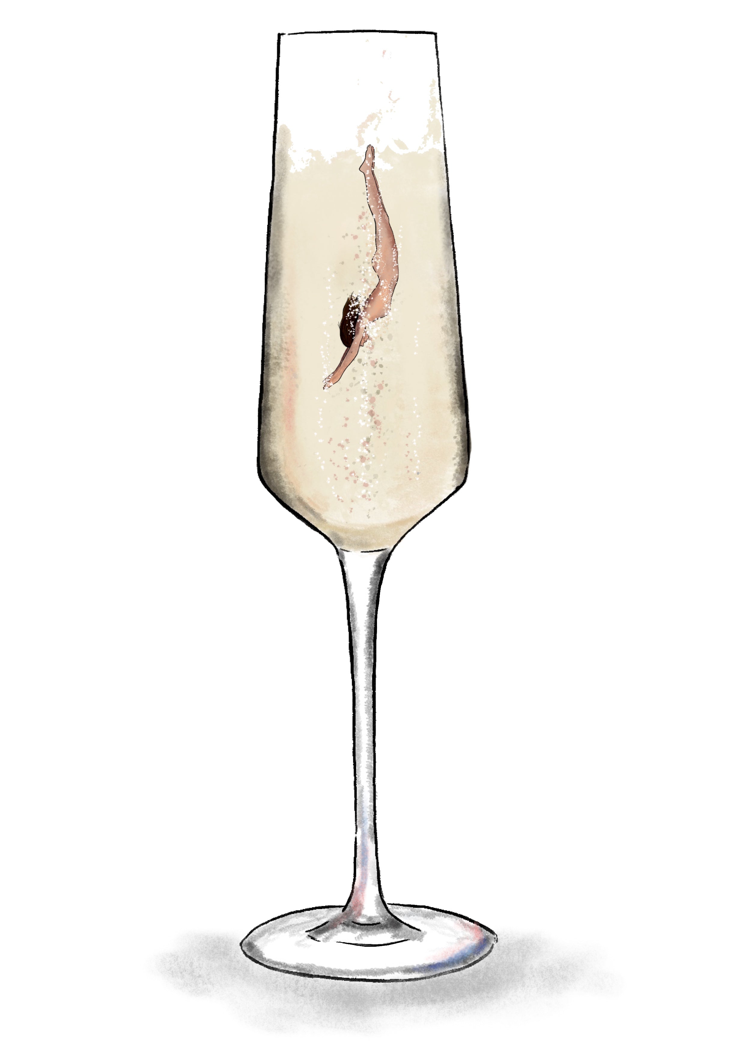 Large Champagne Splash A1 - White Smooth Frame
