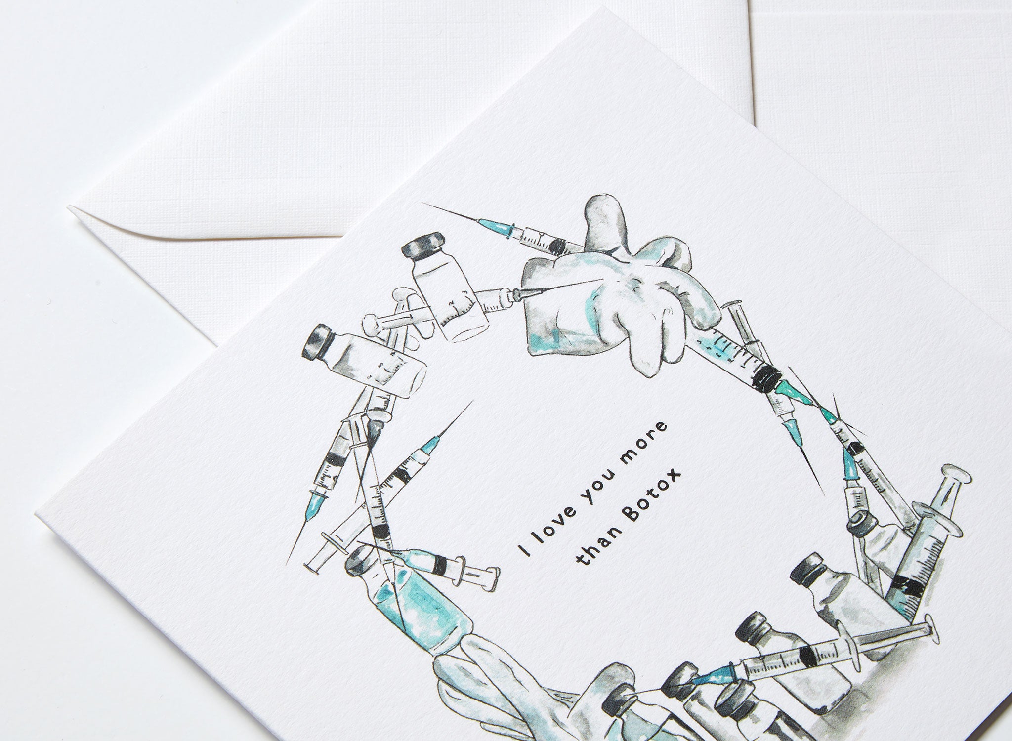 Jo Laing - I Love You More Than Botox Greeting Card - luxury stationery made in England