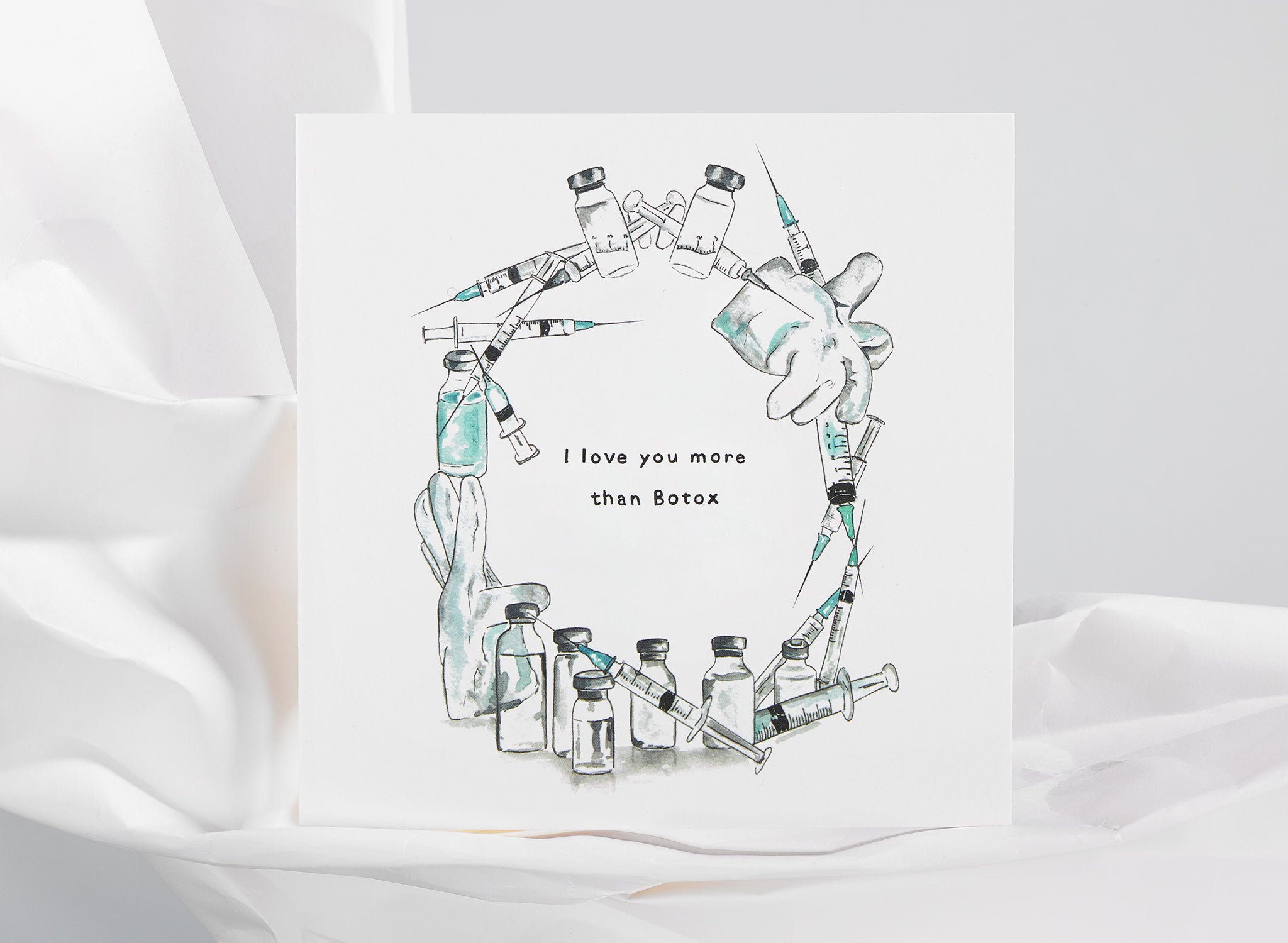 Jo Laing - I Love You More Than Botox Greeting Card - luxury stationery made in England
