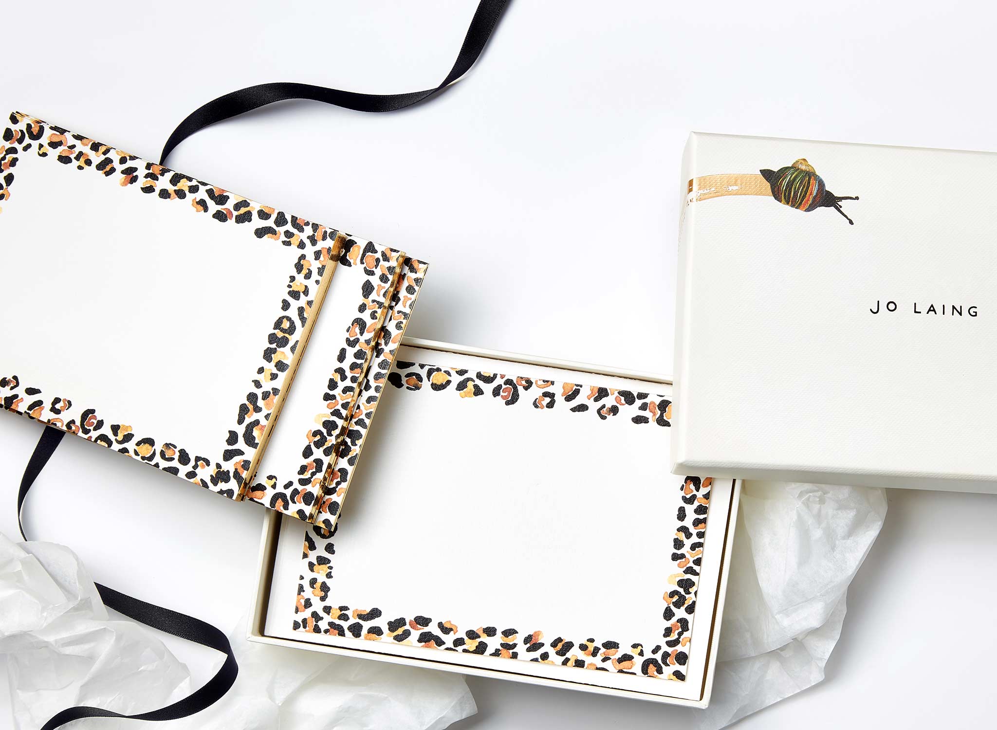 Jo Laing - Gilded Leopard Correspondence Cards - luxury stationery and notecards made in England