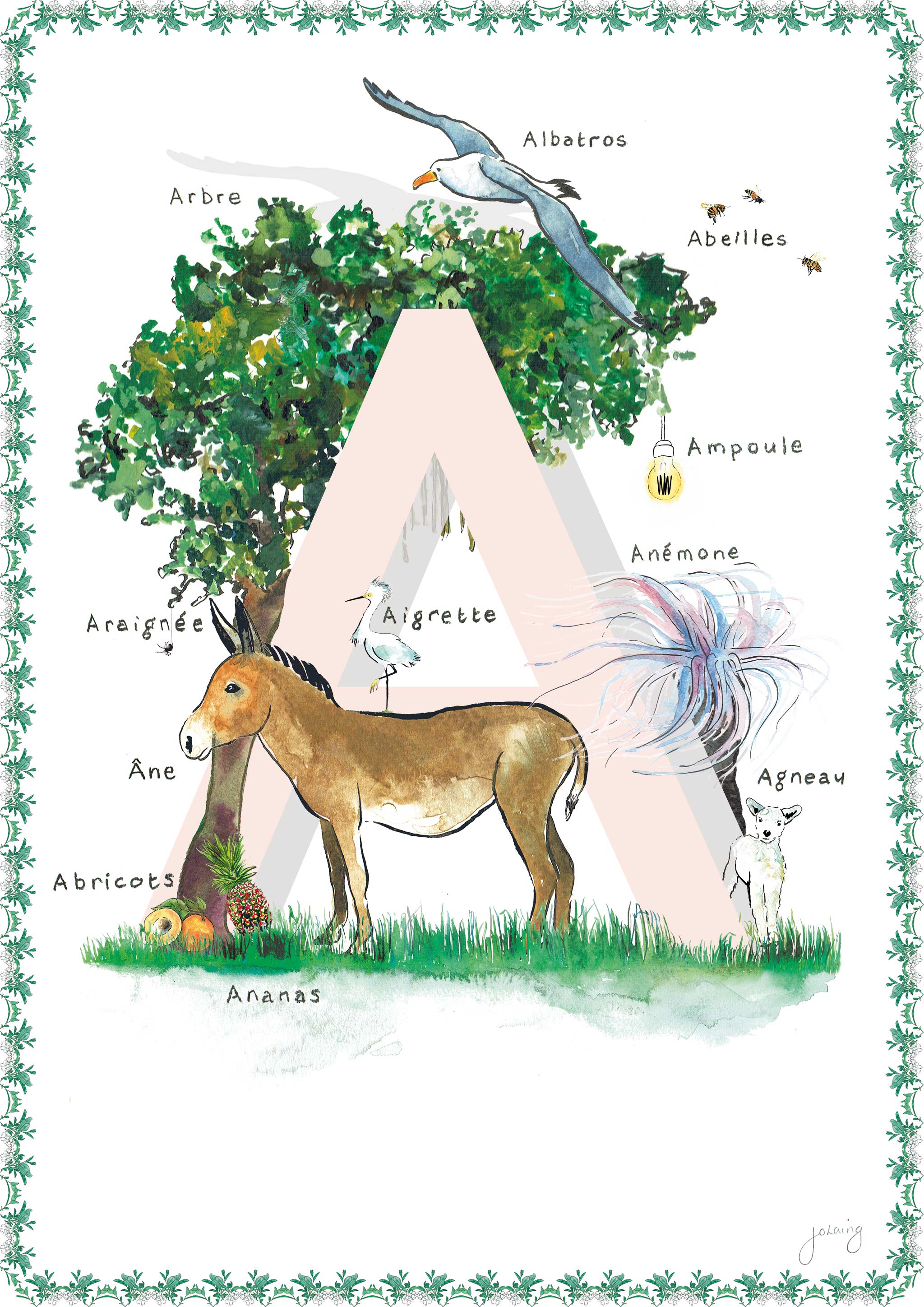 'A is For' Nursery Art Print - French Collection