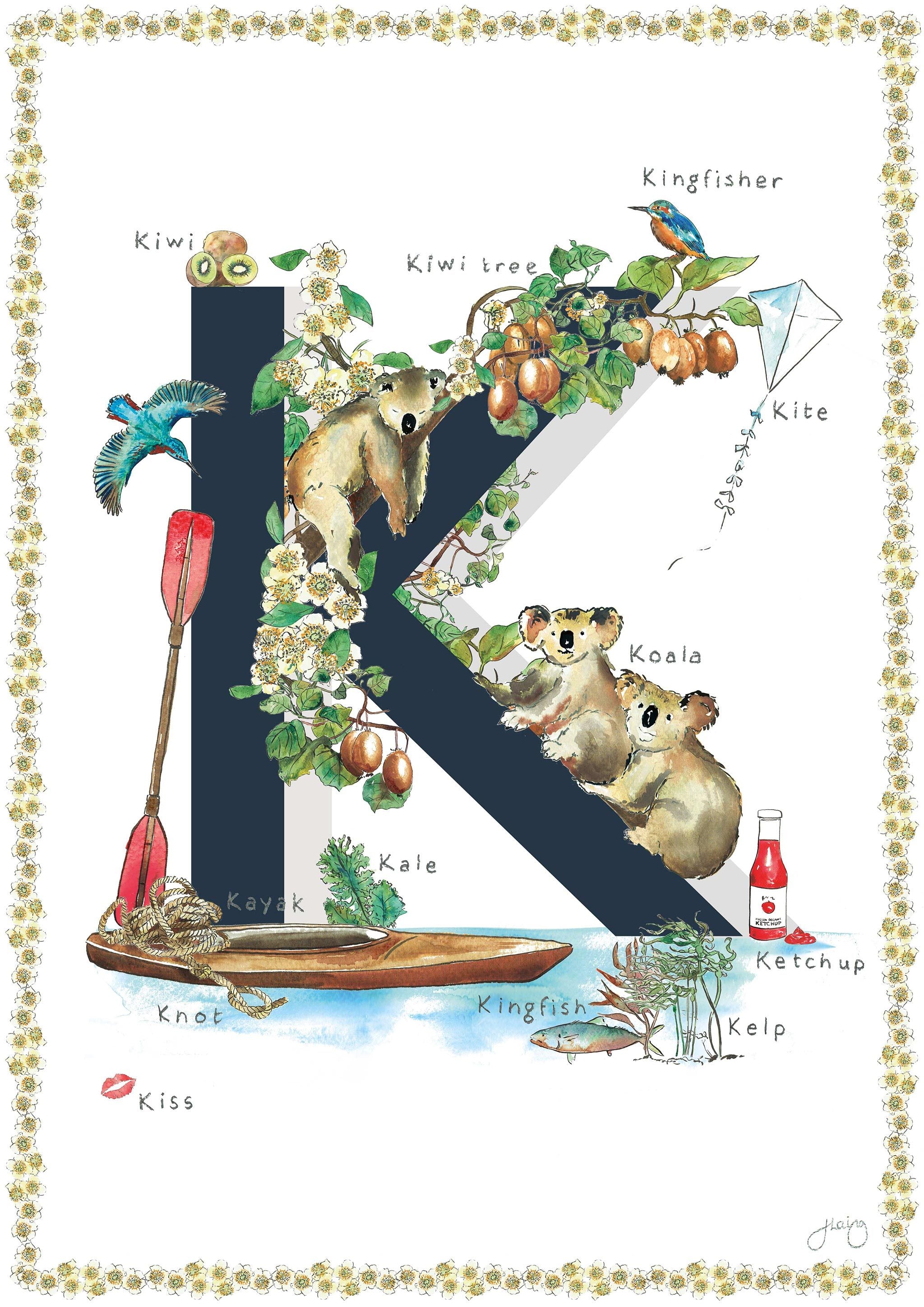 'K is For' Alphabet Nursery Art Print
