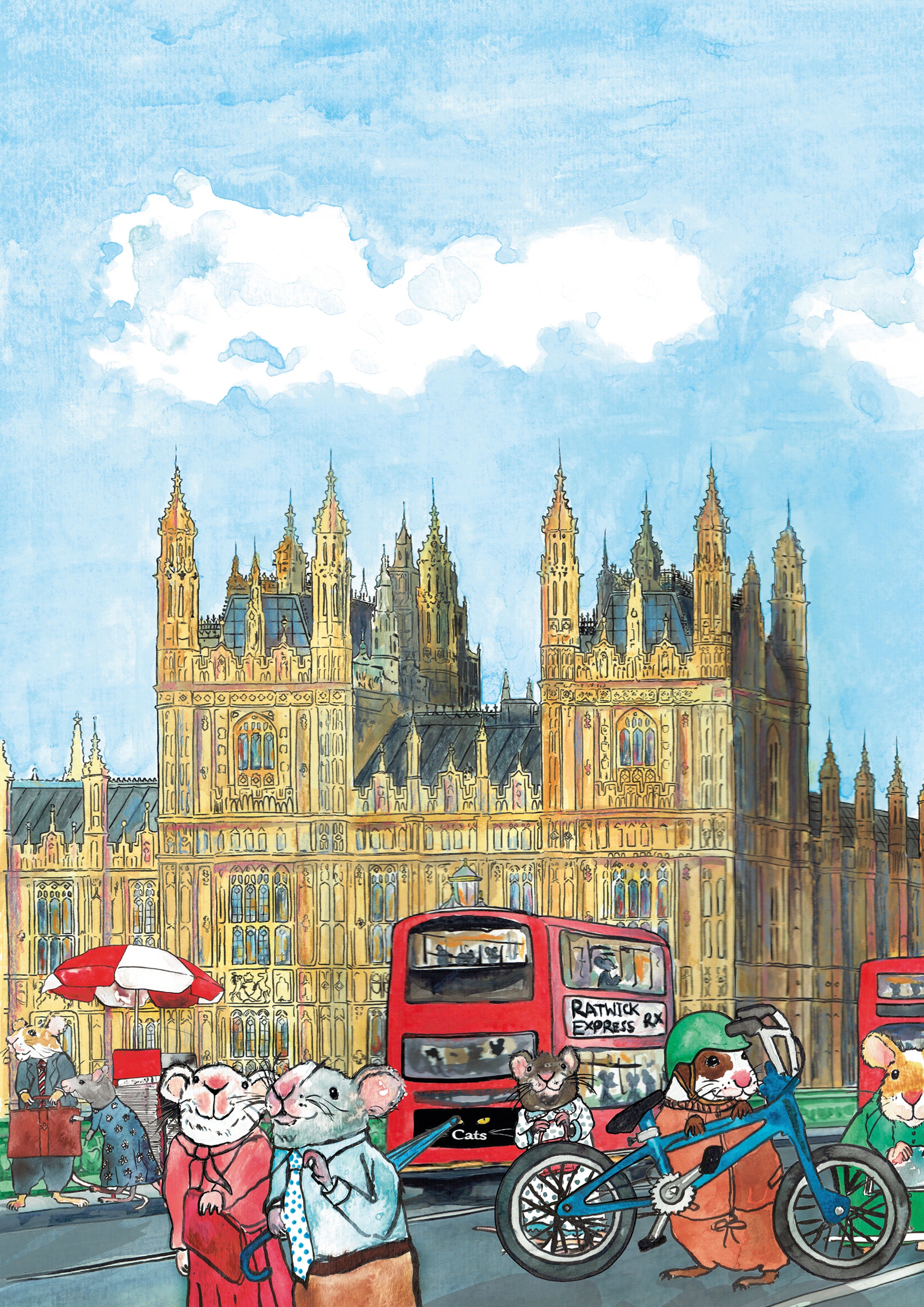 Big Hen and the Mouse of Parliament features original watercolour artwork of the iconic Palace of Westminster and Big Ben clocktower. Big Hen and the Mouse of Parliament features original watercolour artwork of the iconic Palace of Westminster and Big Ben clocktower.