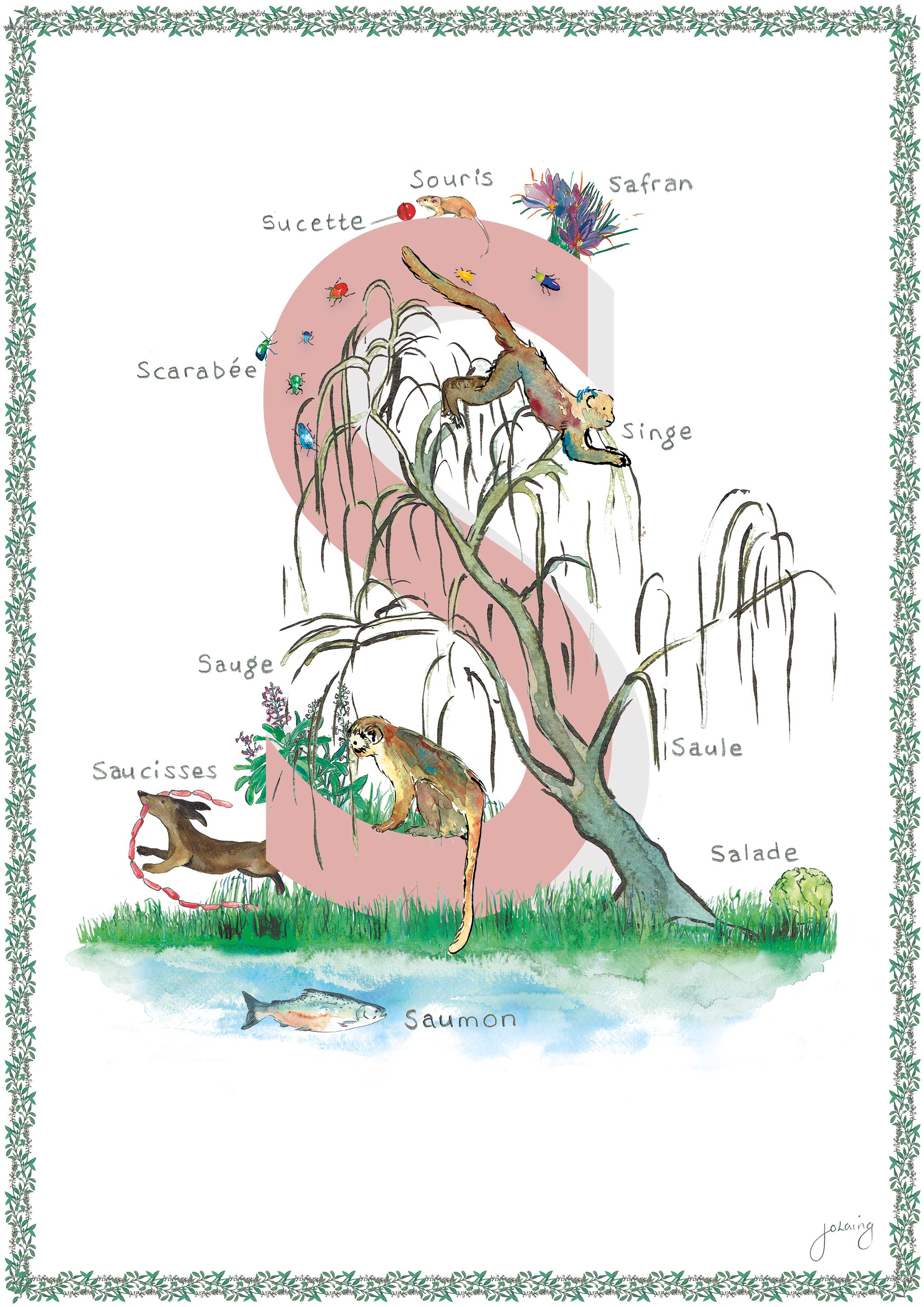 'S is For' Nursery Art Print - French Collection