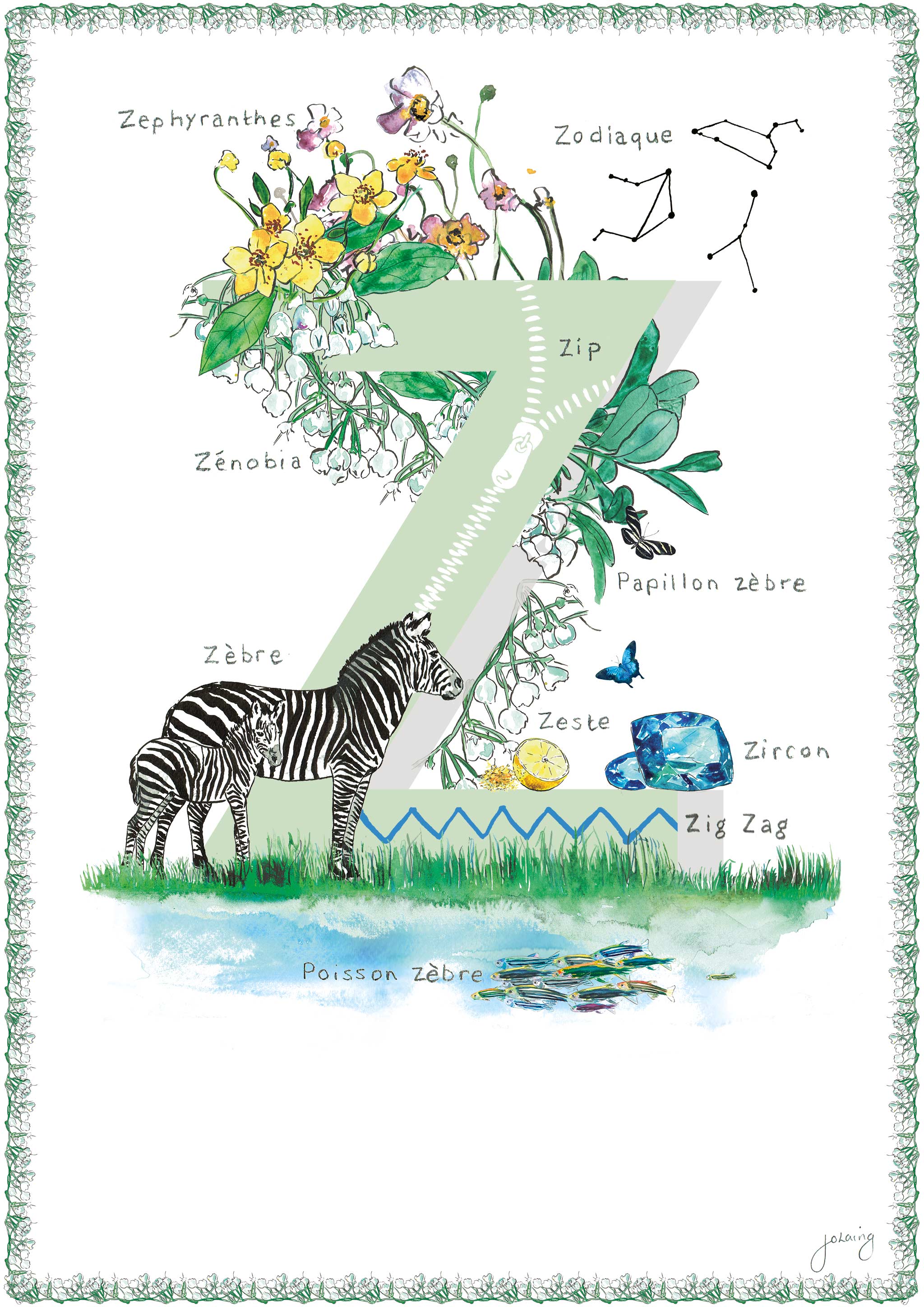 'Z is For' Nursery Art Print - French Collection