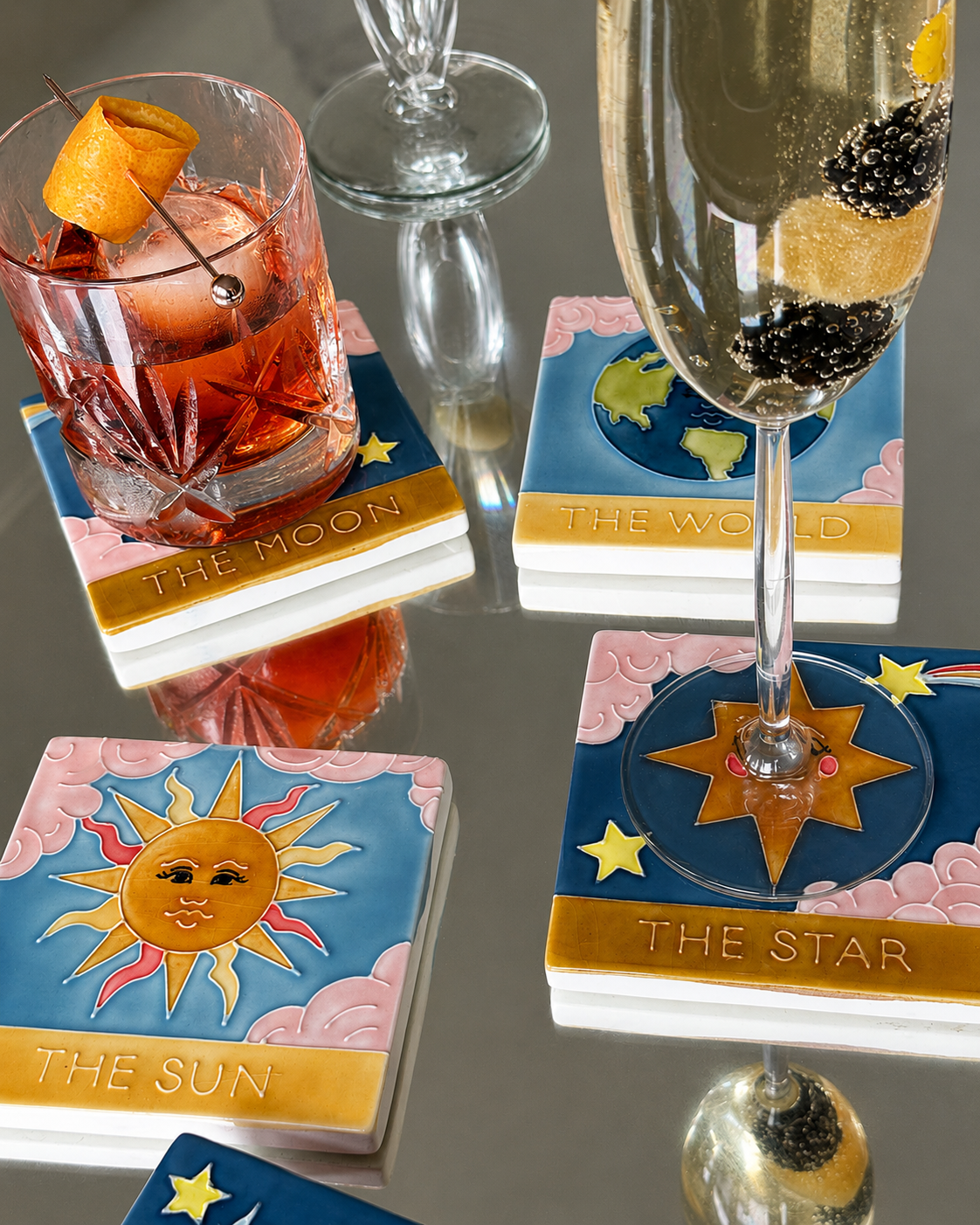 Tarot Ceramic Coaster Set