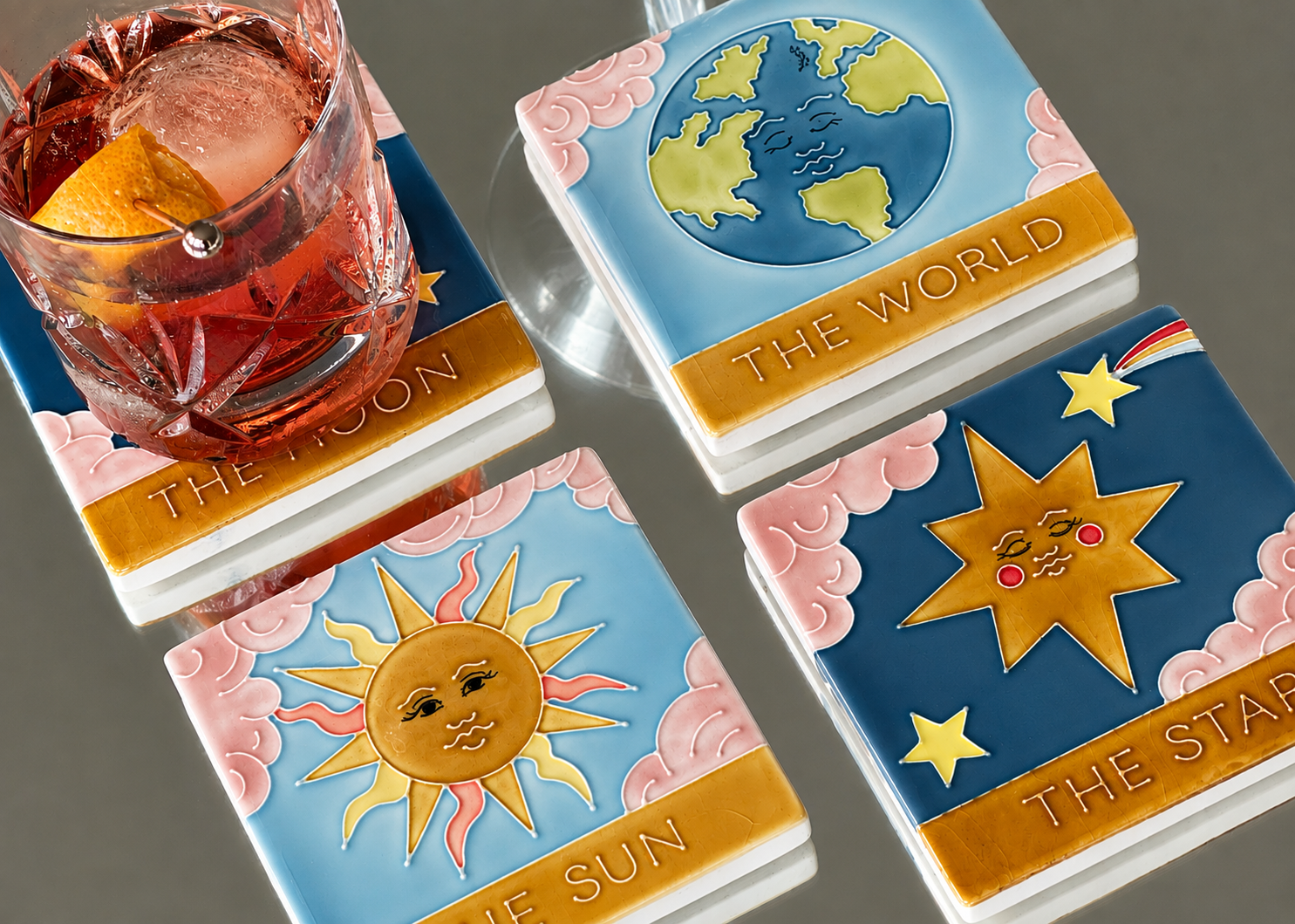 Tarot Ceramic Coaster Set