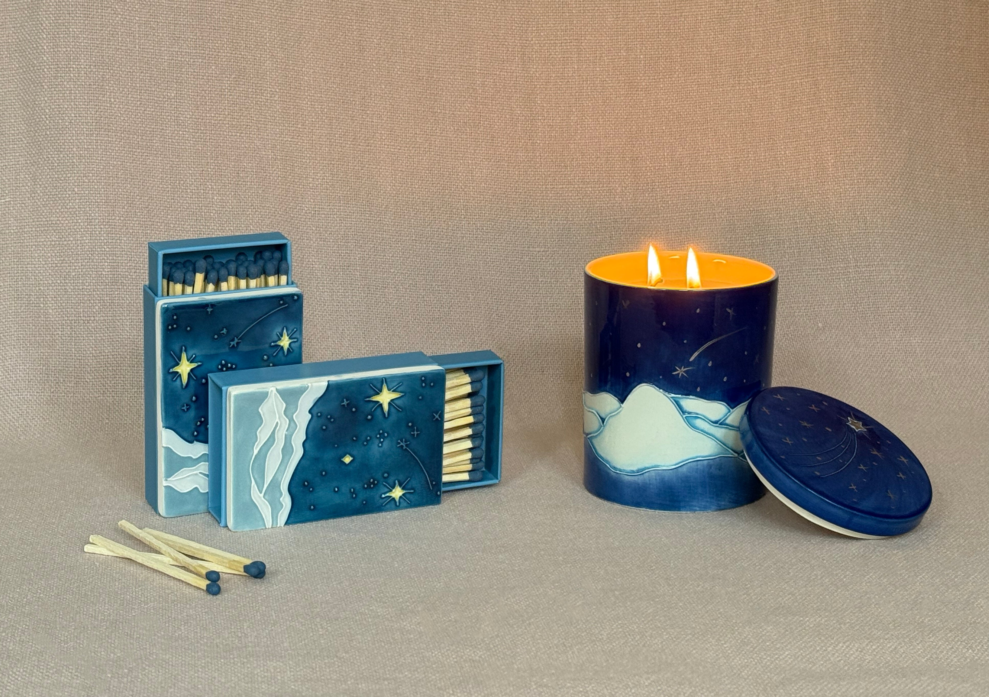 PRE-ORDER - Starry, Starry Night Winter Candle and Matchbox Pairing