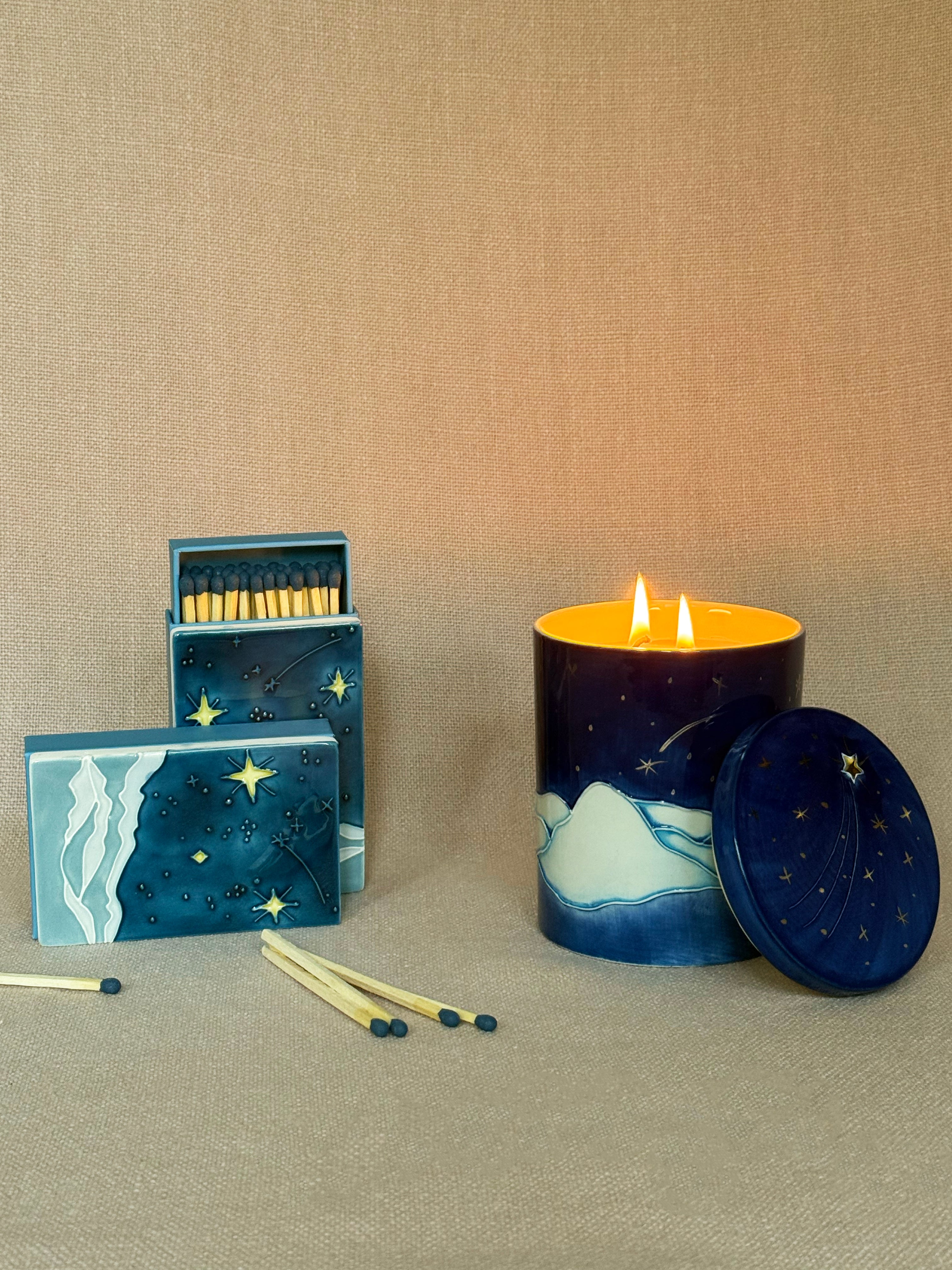 PRE-ORDER - Starry, Starry Night Winter Candle and Matchbox Pairing