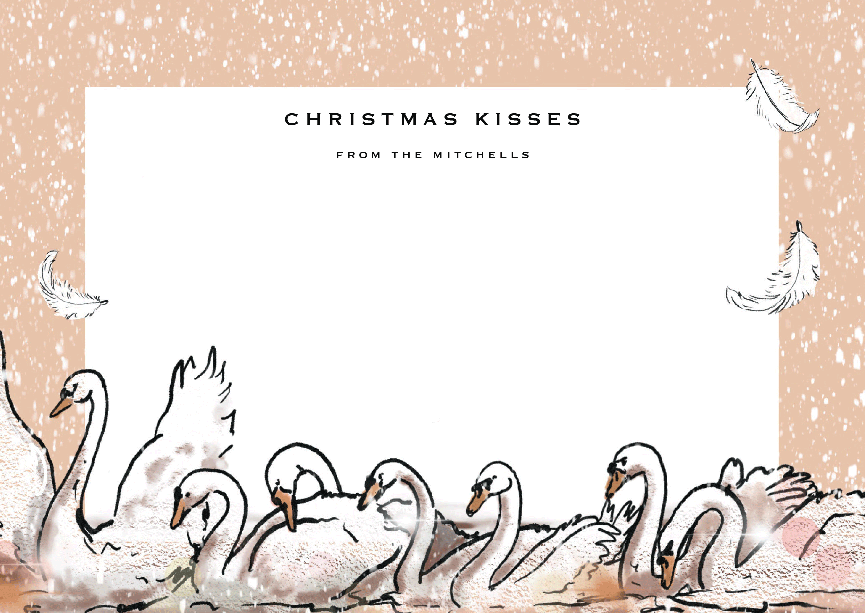 Seven Swans Personalised Christmas Correspondence Cards