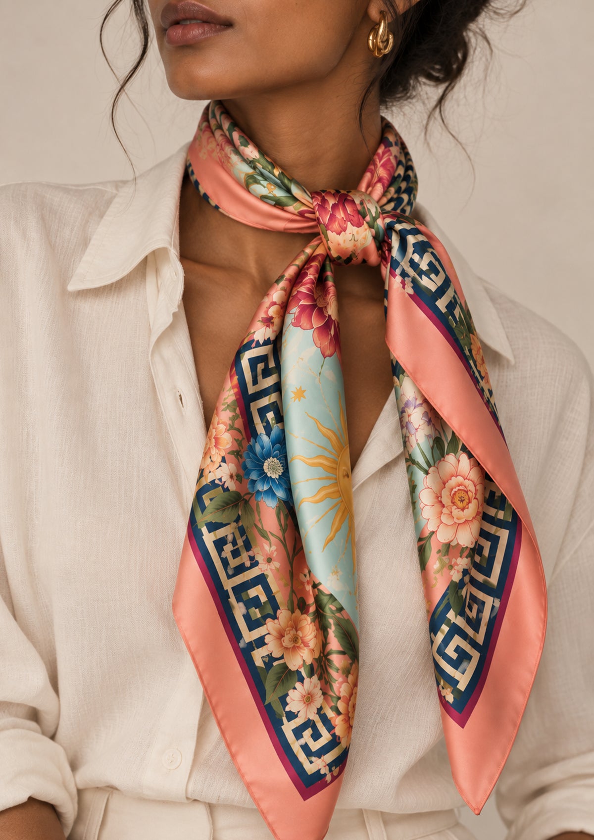 Celestial Blooms Silk Scarf