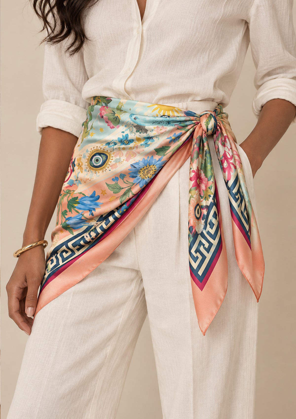Celestial Blooms Silk Scarf