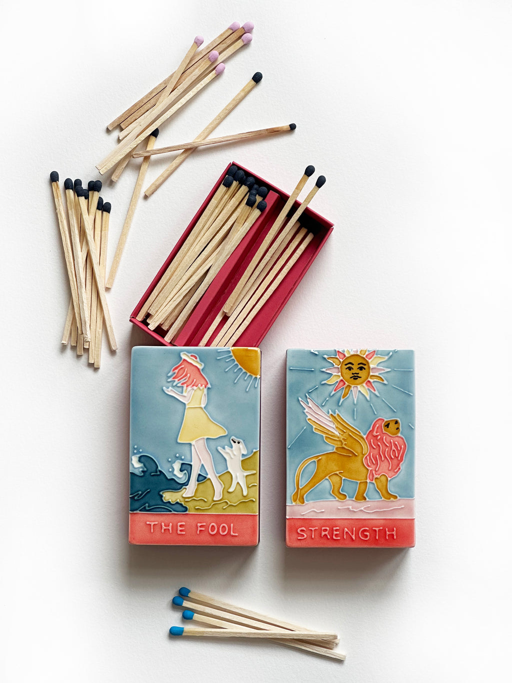 Long luxury safety matches for Jo Laing ceramic matchboxes