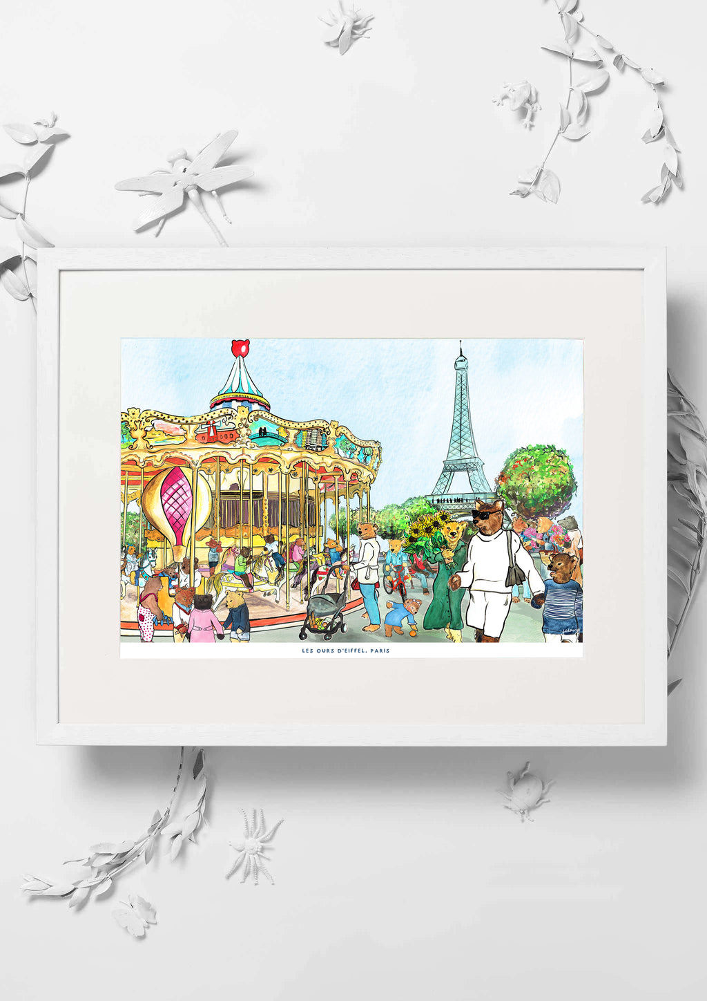 A4 Framed Art Print - Les Ours d'Eiffel, Paris