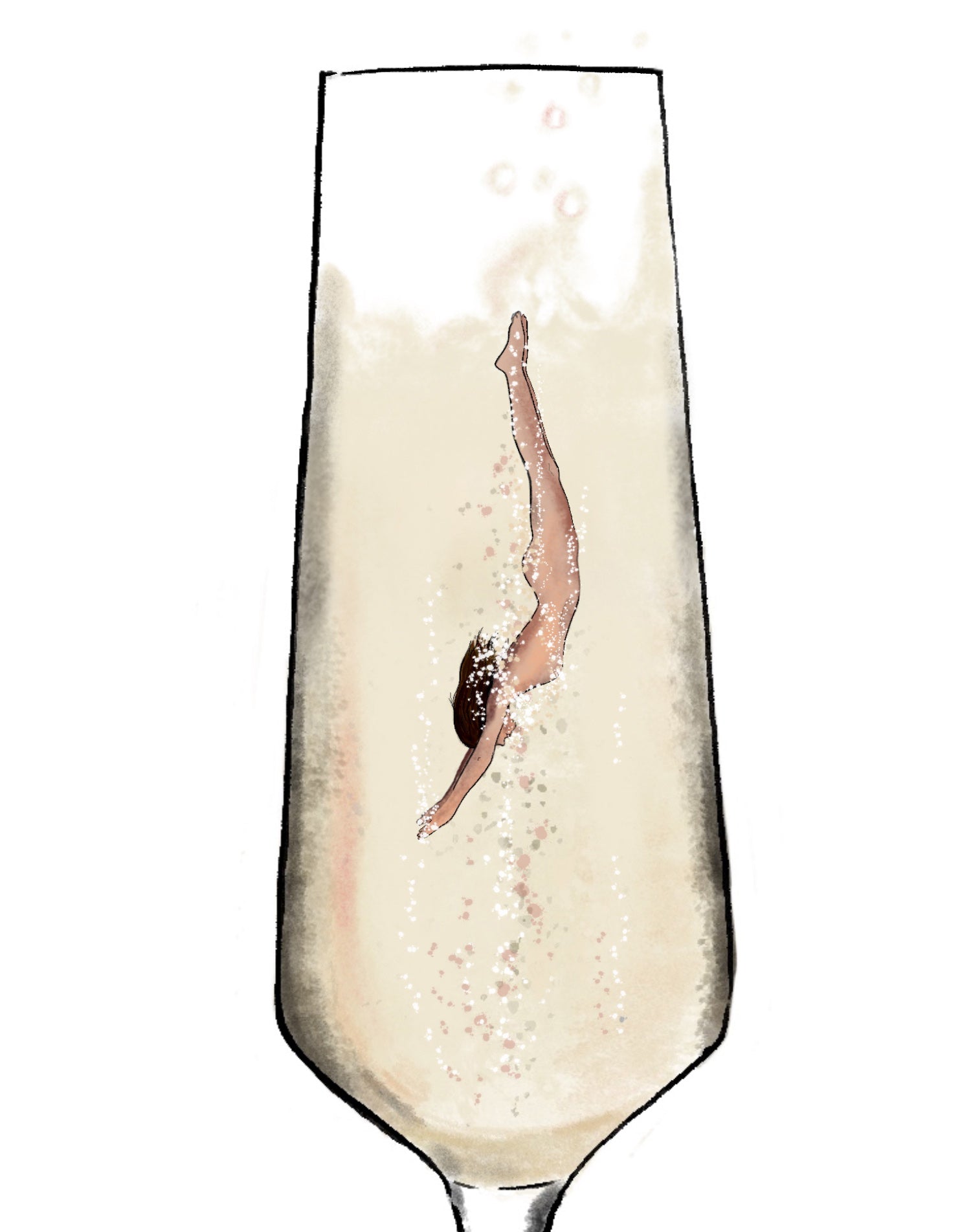 Large Champagne Splash A1 - White Smooth Frame
