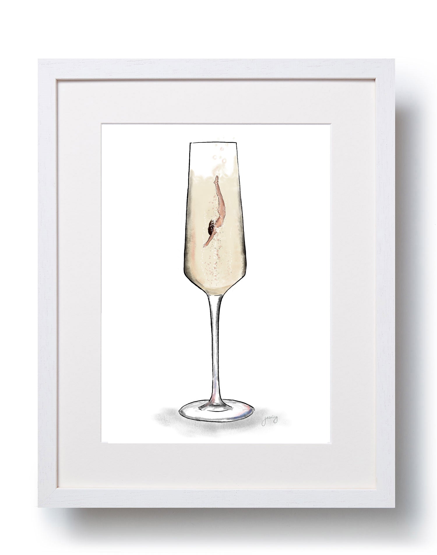 Large Champagne Splash A1 - White Smooth Frame