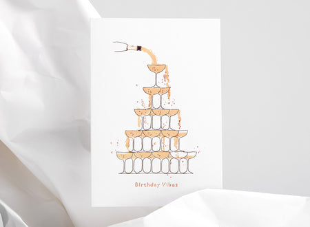 Jo Laing - Happy Birthday Champagne Greeting Card - luxury stationery made in England