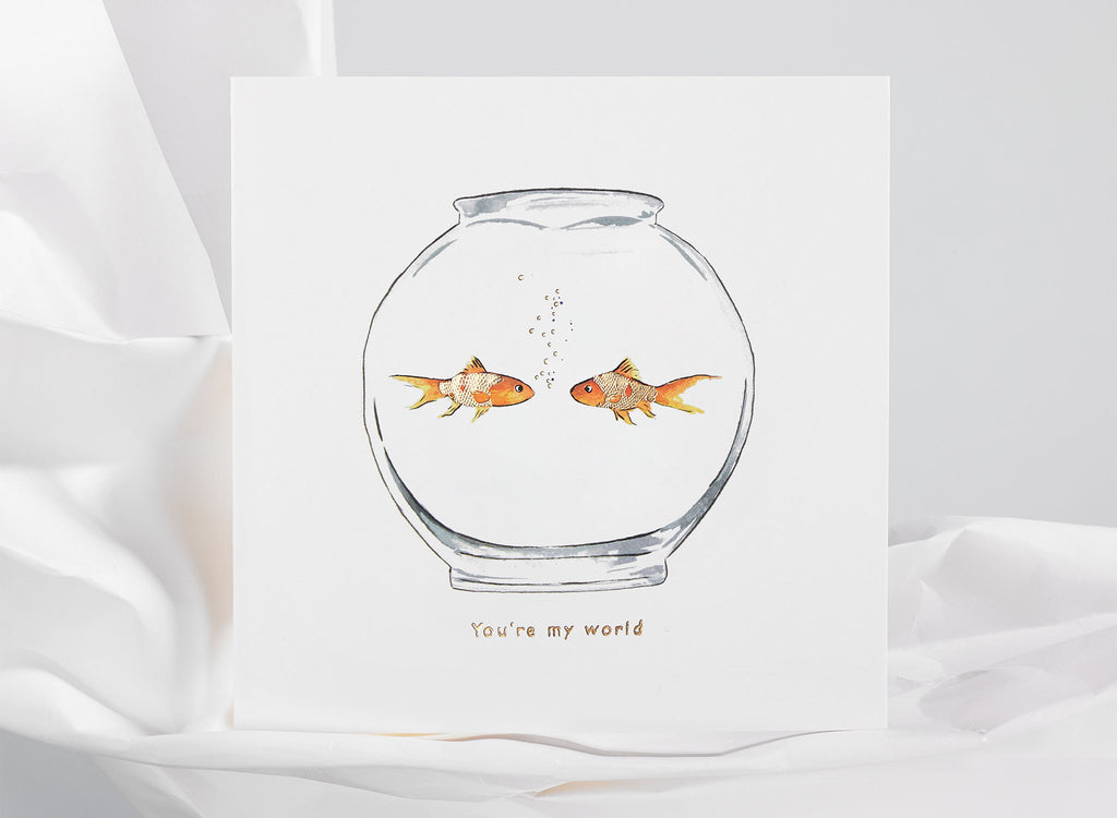 Jo Laing - You're My World Greeting Card - luxury stationery made in England
