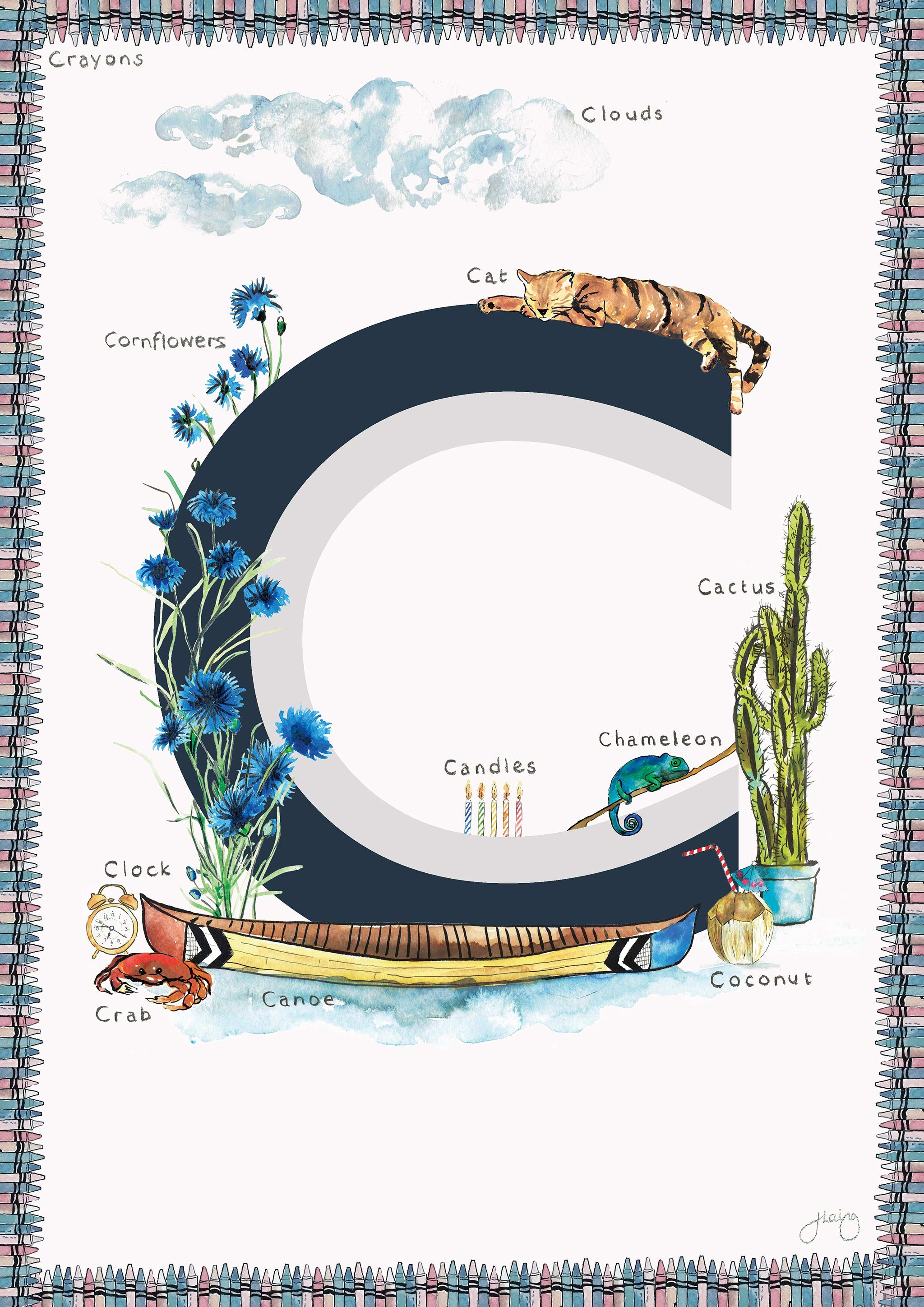 'C is For' Alphabet Nursery Art Print