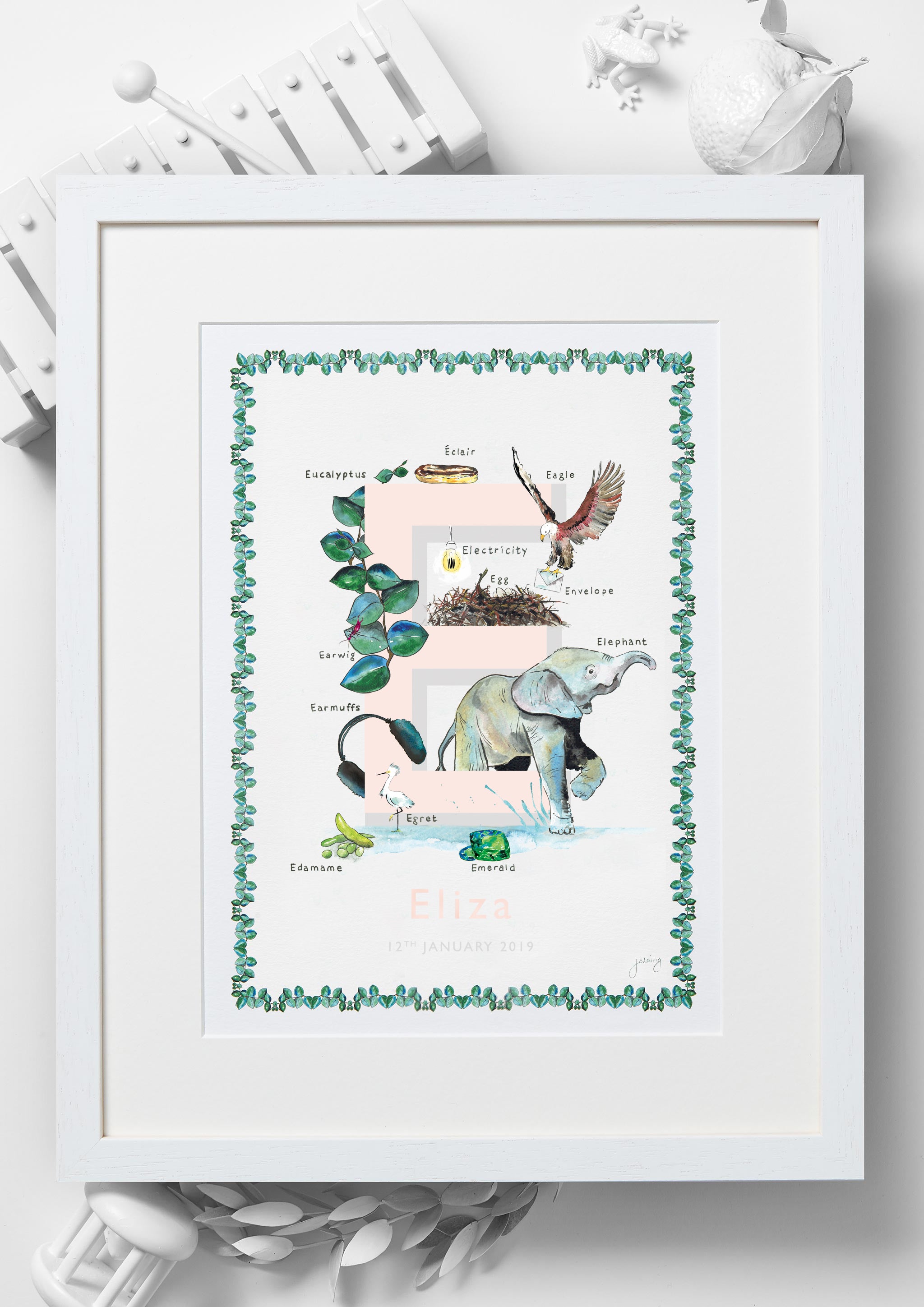 'E is For' Alphabet Nursery Art Print