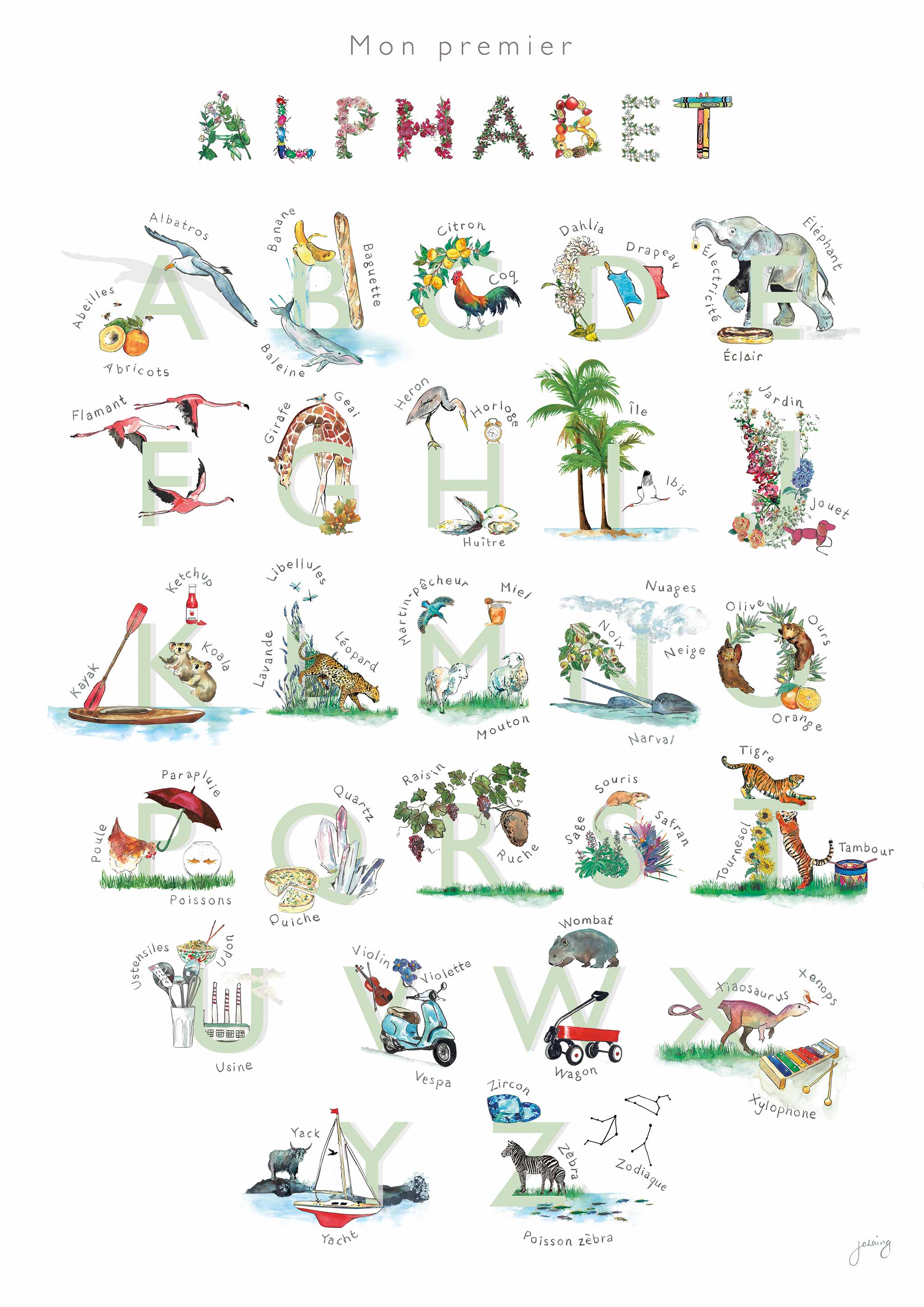 Mon Premier Alphabet Nursery Art Print