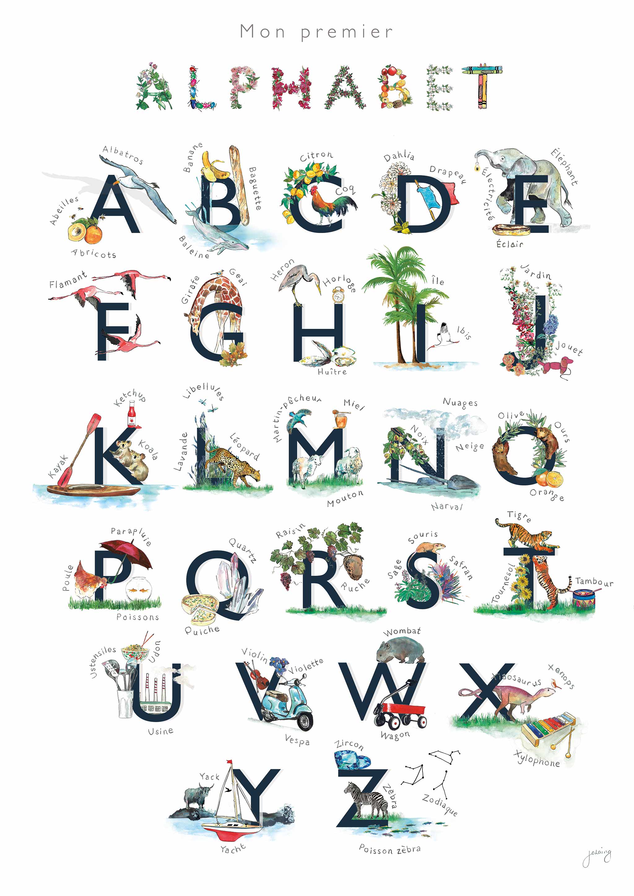 Mon Premier Alphabet Nursery Art Print