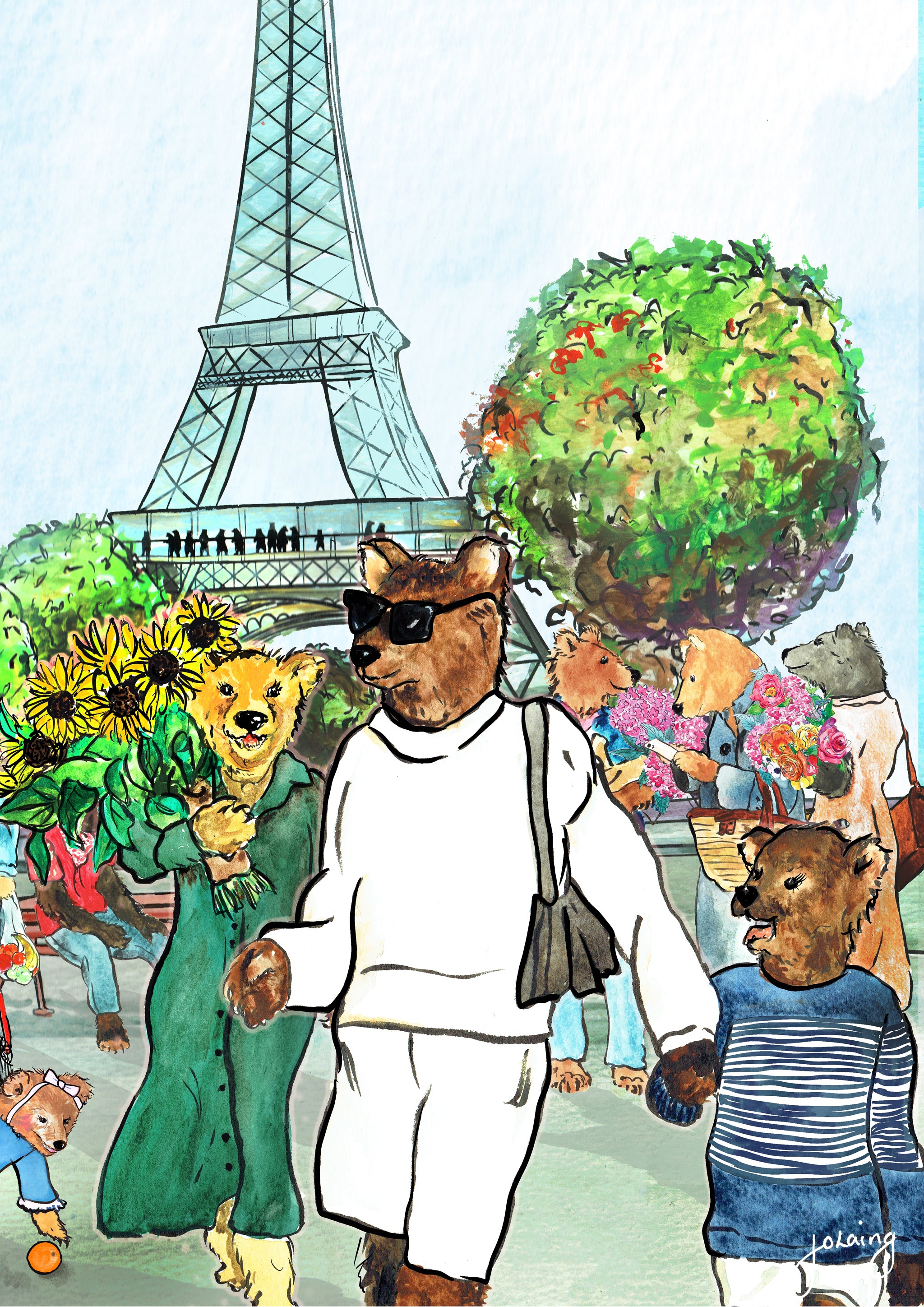 Les Ours d'Eiffel, Paris Nursery Art Print