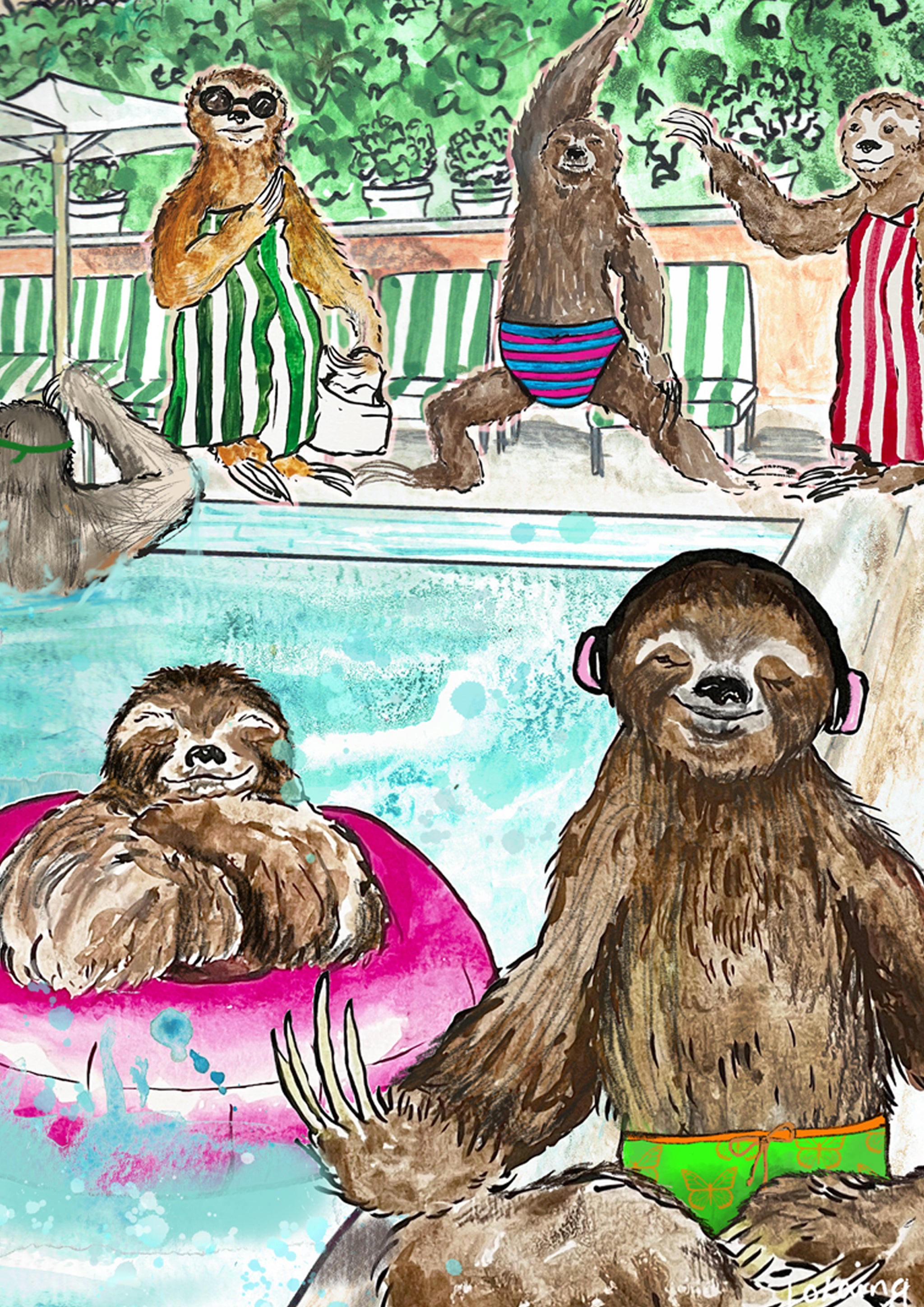 Sloth Angeles Nursery Art Print