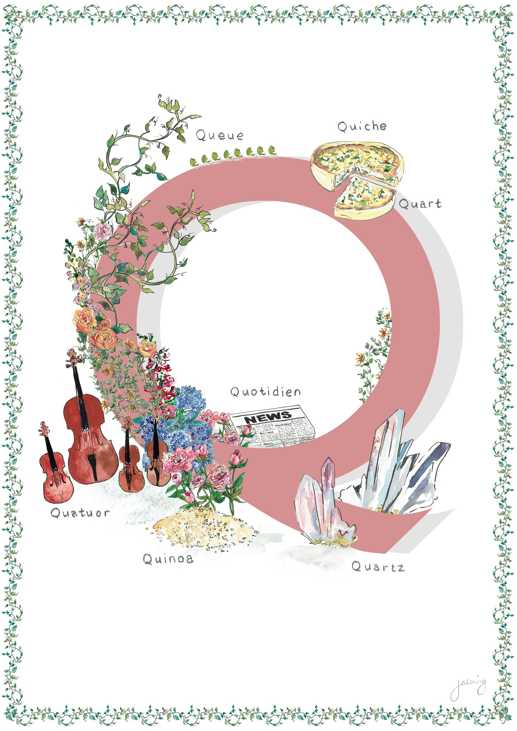 'Q is For' Nursery Art Print - French Collection