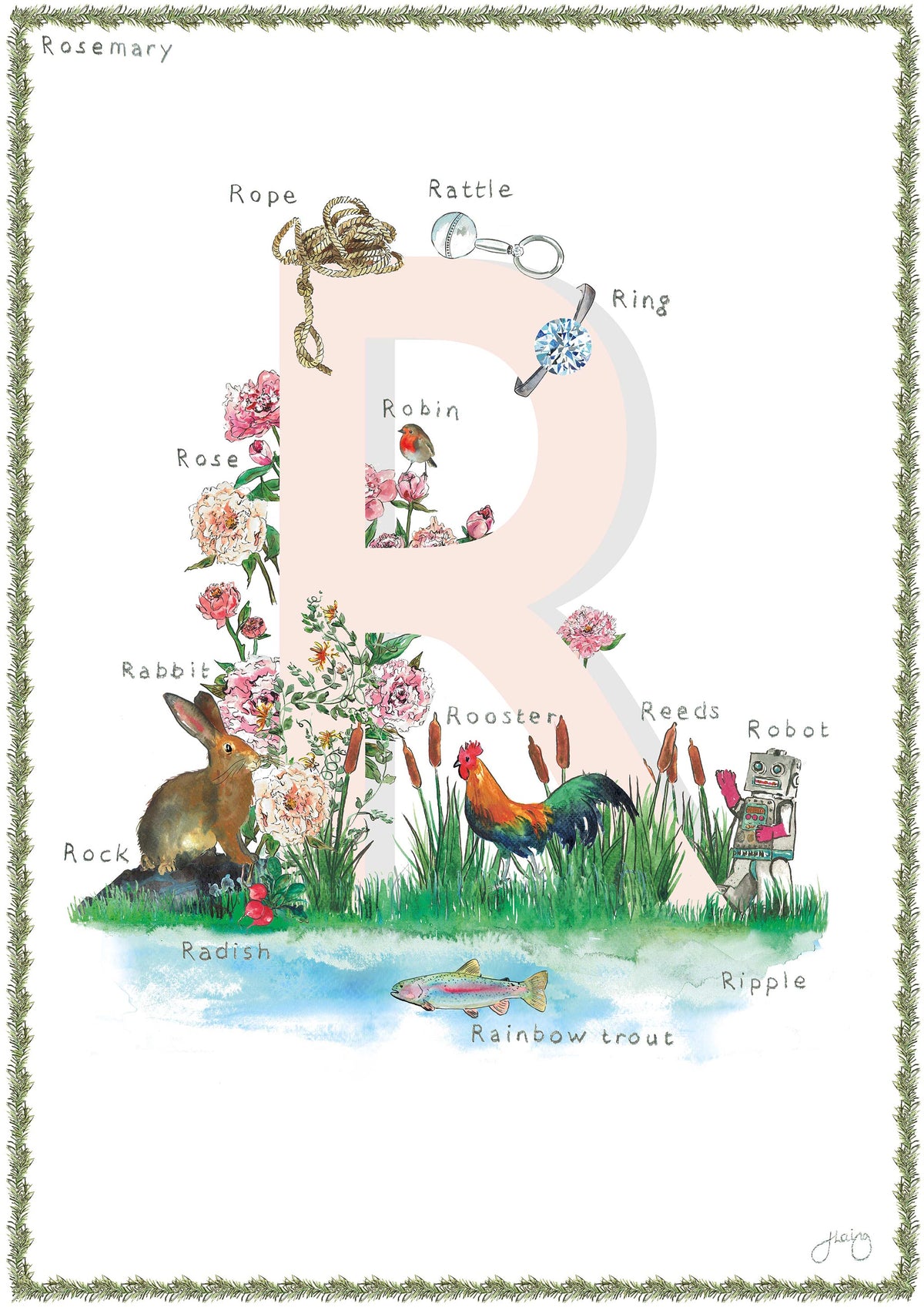 'R is For' Alphabet Nursery Art Print
