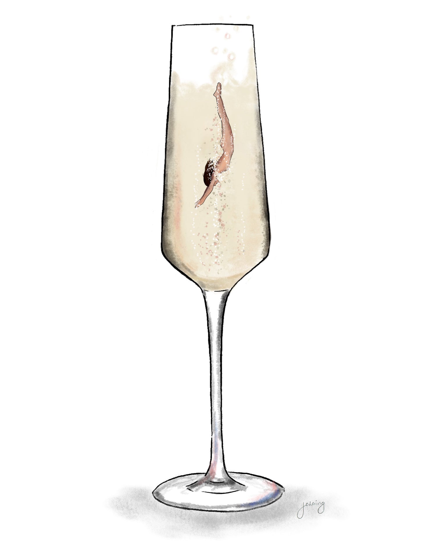 Make a Splash Champagne Art Print