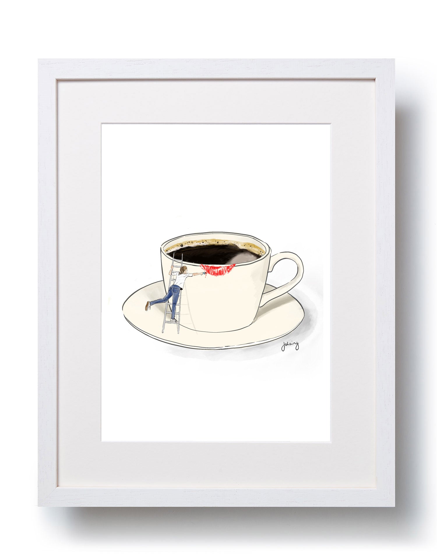 Wake Up and Make Up Coffee Art Print