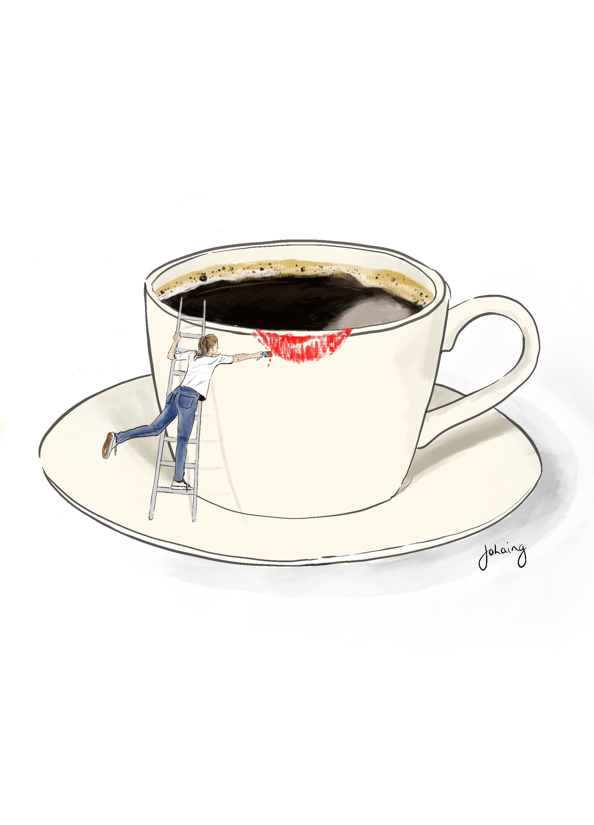 Wake Up and Make Up Coffee Art Print